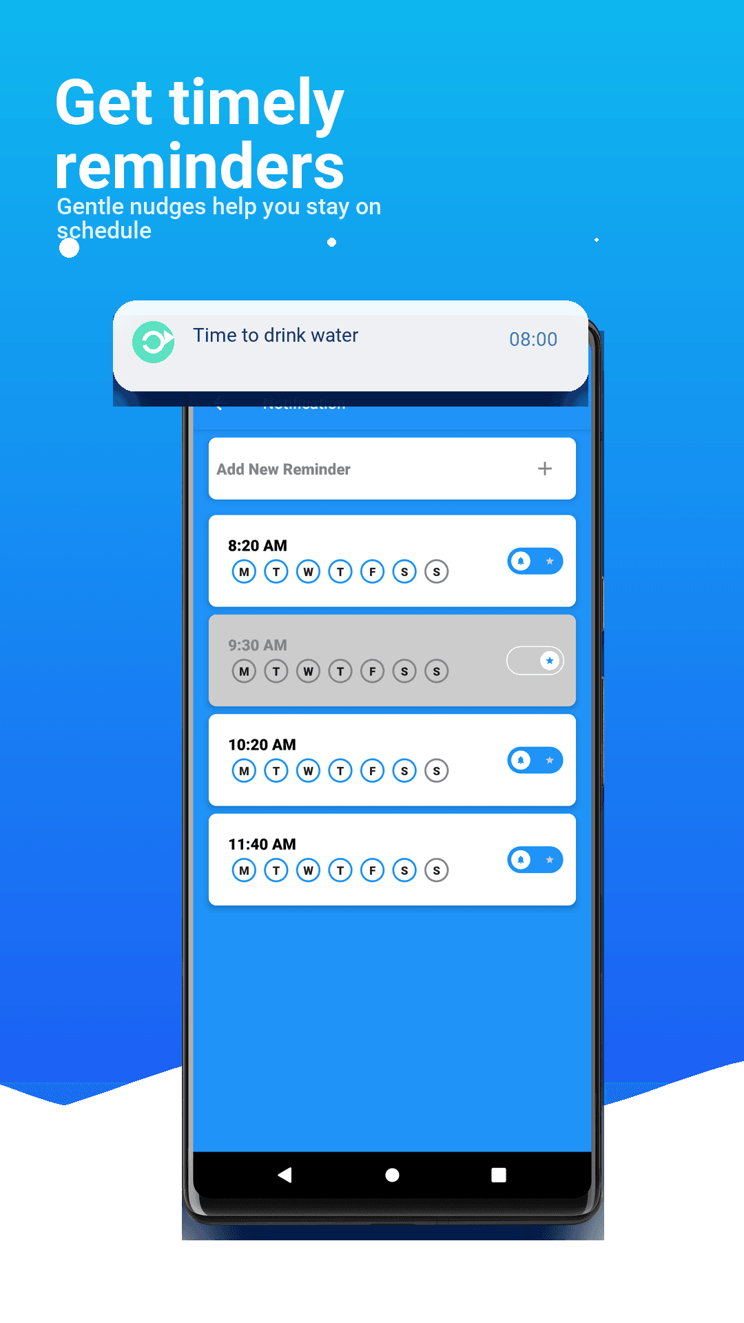Hydration reminders preview